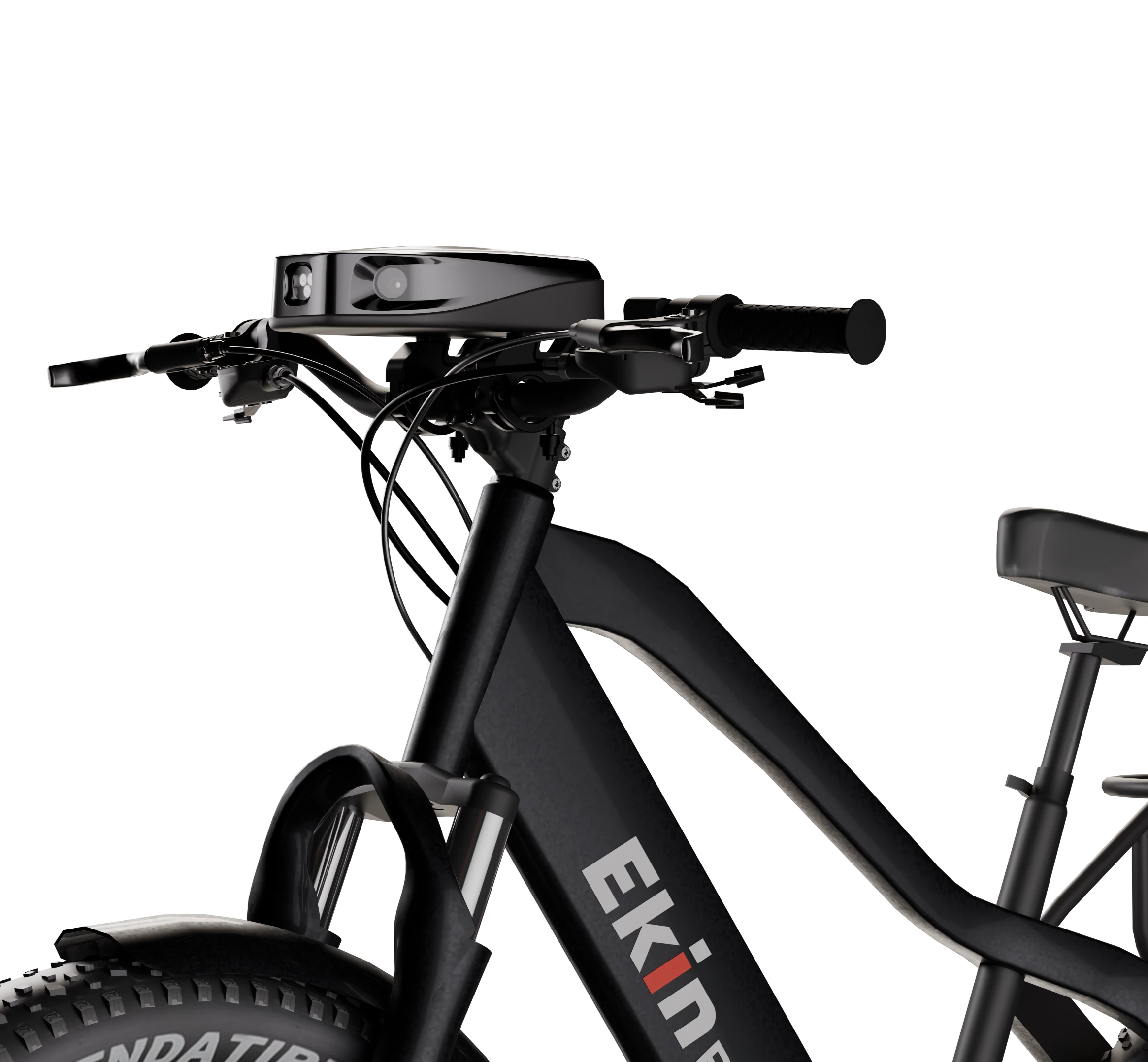 Ekin Bike Patrol unit mounted on the handlebars of an Ekin e-bike