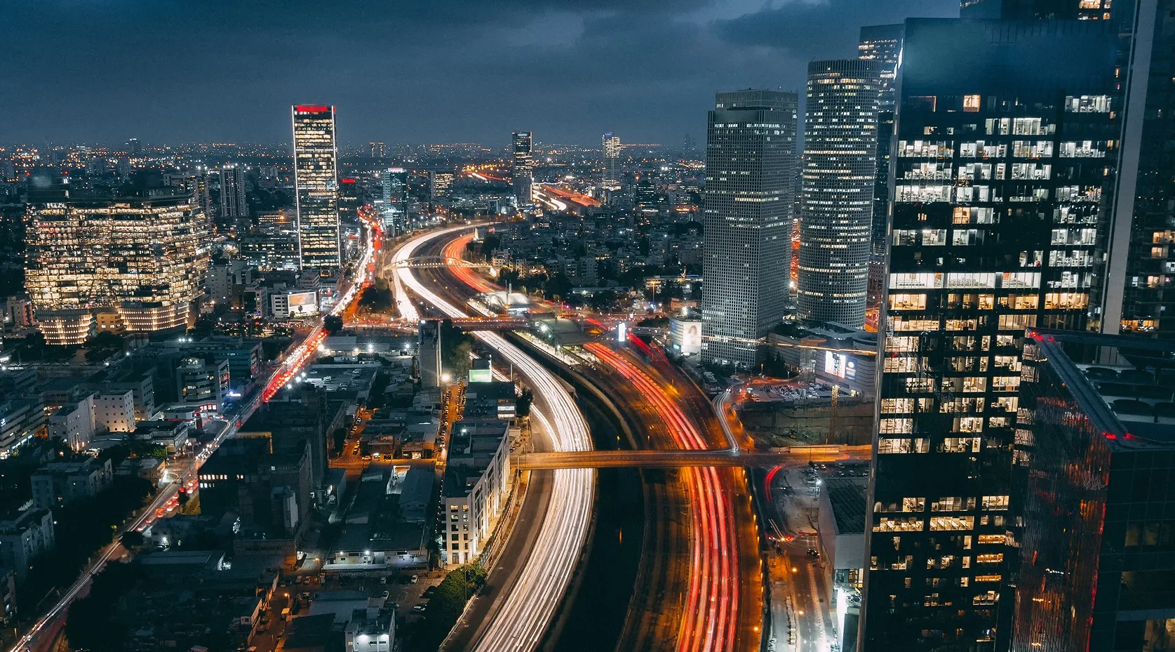 City skyline at night